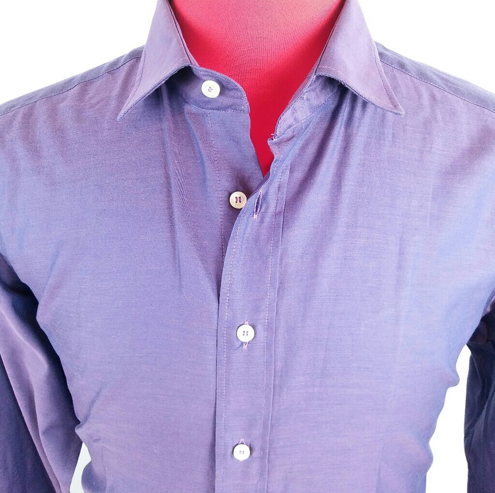 Etro 42/Large Iridescent Purple Long Sleeve Btn Dn